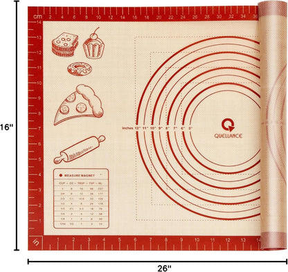 Skiennix Silicone Baking Pastry Mat - 26x16 Inch Nonstick Dough Rolling Sheet for Cookies & Bread