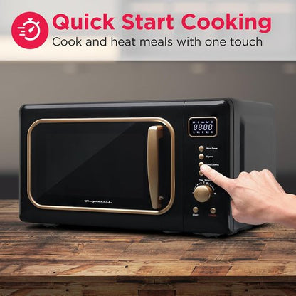 Frigidaire Retro Microwave - 0.7 Cu. Ft. Compact Design in Black and Gold Finish