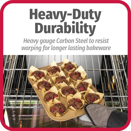 GoodCook BestBake Nonstick Carbon Steel Muffin Pan - 12 Cup, Durable Bronze Finish
