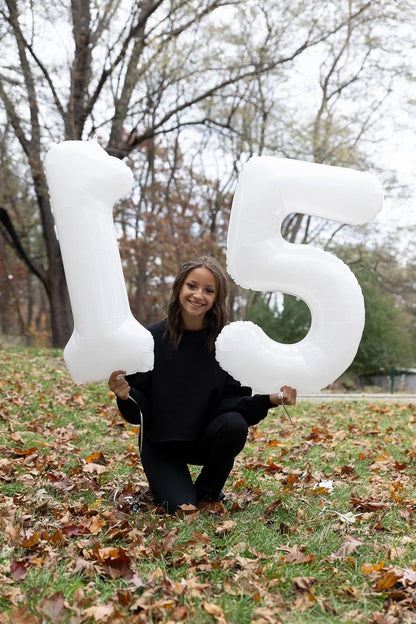Number 15 Balloon by [Brand Name] - 40-Inch White Birthday Decoration for 15th Party Supplies