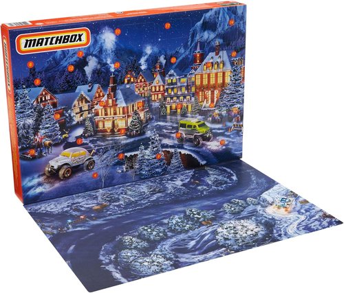 Matchbox Advent Calendar - 24 Surprises with 11 Authentic 1:64 Scale Cars & Holiday Accessories | Perfect Gift for Kids 3+