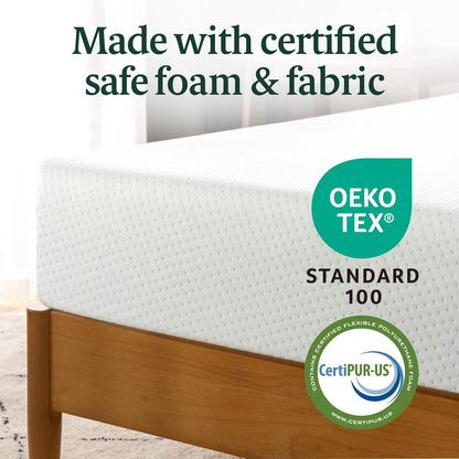 ZINUS 6-Inch Short Queen Green Tea Memory Foam Mattress - Medium Firm, Zoned Pressure Relief, Fiberglass Free