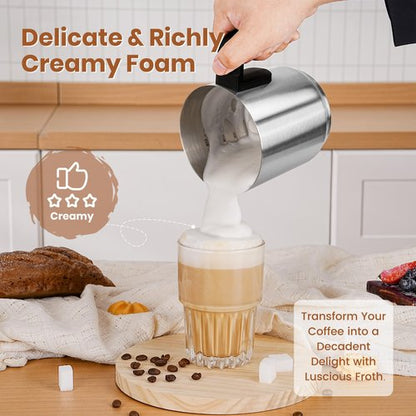 Gevi Hot Chocolate Maker with 5 in 1 Milk Frother and Steamer, Professional Milk Steamer, 17 oz/3.5 oz, Stainless Steel, Hot and Cold Milk Frother for Latte, Macchiato, Cappuccino and Hot Chocolate