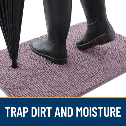 OLANLY Dog Door Mat - Absorbent Non-Slip Chenille Mat for Muddy Paws | 50x30 Deep Plum, Quick Dry