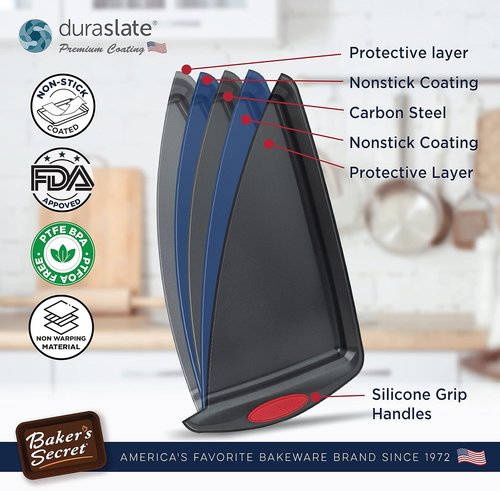 Baker's Secret Bakeware Set - 5 Nonstick Baking Pans for Perfect Cookies & Cakes - Black, Oven Safe