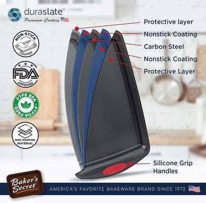Baker's Secret Bakeware Set - 5 Nonstick Baking Pans for Perfect Cookies & Cakes - Black, Oven Safe