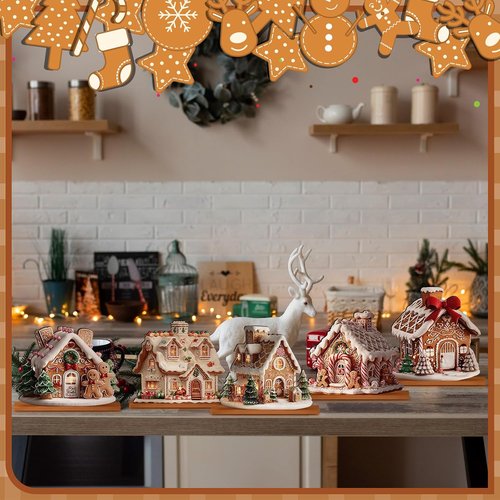 Chunful Gingerbread House Decorations - 5 Pcs Christmas Centerpiece for Festive Home Decor