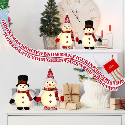 Tujoe Lighted LED Snowman Figurines - 10 Inch Christmas Tabletop Decor | Battery Operated Holiday Ornament