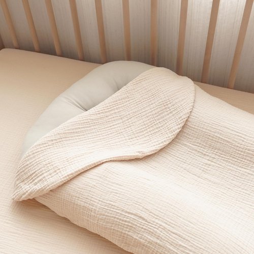 Konssy Muslin Baby Lounger Cover - 100% Cotton, Soft & Breathable for Newborns | 2 Pack in Fog Green & Cream
