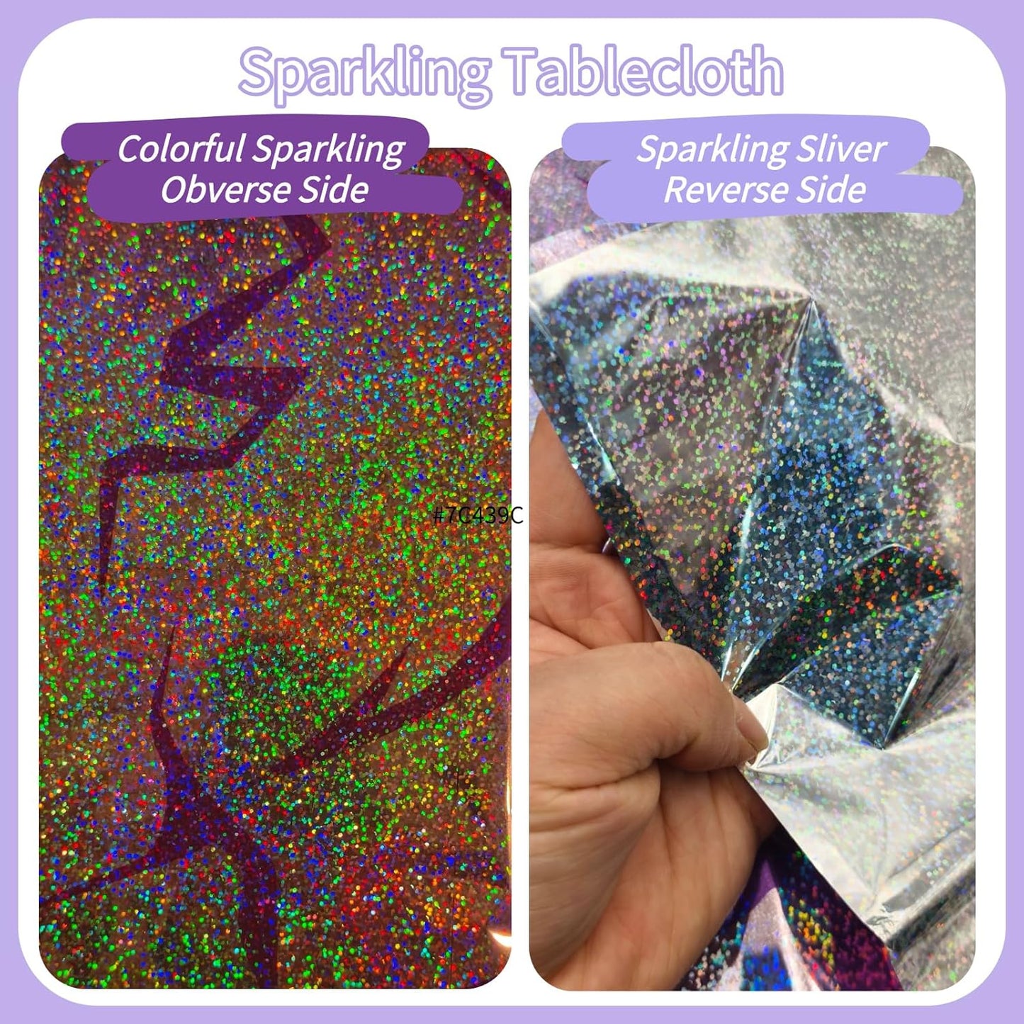 Skiennix Holographic Tablecloth - 54x108 Inch Purple Lightning Bolt | Waterproof Disposable Cover for K-Pop Birthday Party