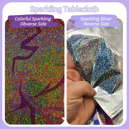 Skiennix Holographic Tablecloth - 54x108 Inch Purple Lightning Bolt | Waterproof Disposable Cover for K-Pop Birthday Party