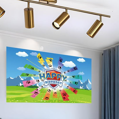 Dog Paw Birthday Banner - Giant 70.8x43.3 Inch Decoration for Baby & Kids Parties