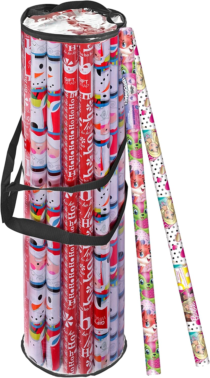 Primode Wrapping Paper Storage Bag - Heavy Duty Organizer for 24 Rolls | Fits 40-Inch Long Rolls, Clear PVC