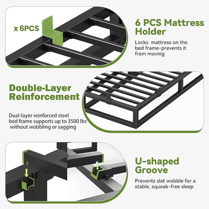 10 Inch Queen Bed Frame - Heavy Duty Metal Platform Base (Variation: 10 Inch+Queen)