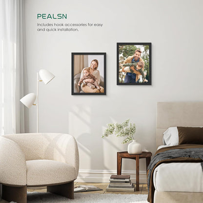 PEALSN 8x10 Picture Frame Set of 6 - Black Woodgrain Frames with HD Plexiglass for Wall or Tabletop Display