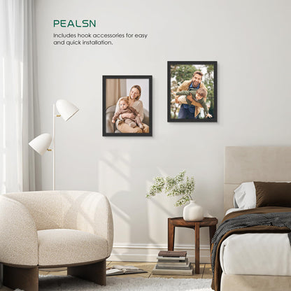 PEALSN 8x10 Picture Frame Set of 6, Black Picture Frames with HD Plexiglass,Wall Gallery Photo Frames for Wall Mounting or Tabletop Display, Black Woodgrain