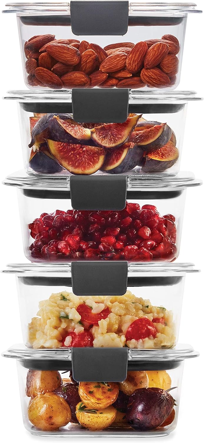 Rubbermaid Brilliance Food Storage Containers - Leak-Proof, Medium 3.2 Cup, 5-Pack, Clear
