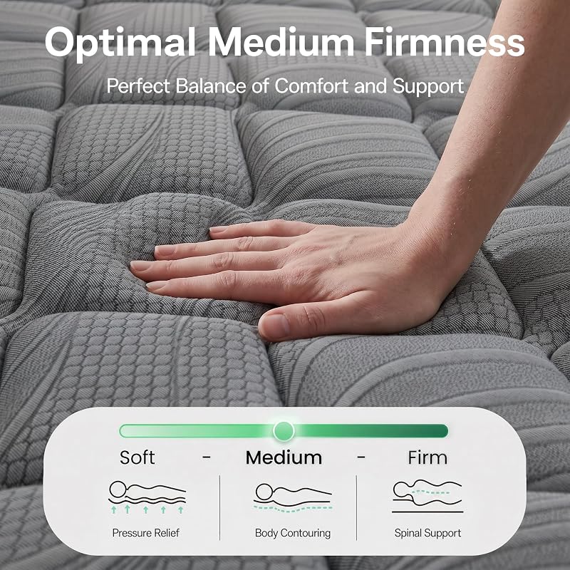 12 Inch Queen Hybrid Mattress in a Box - Lunrloy Queen Size, CertiPUR-US Foam