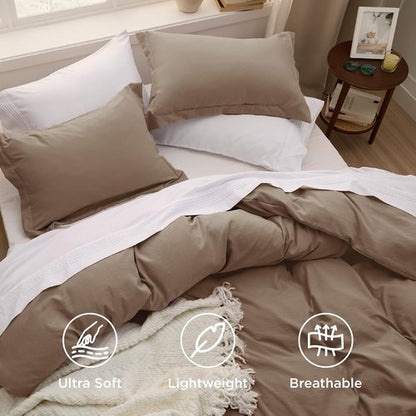 Bedsure Oversized King Duvet Cover - Extra Soft Prewashed Cotton-Like Polyester Bedding Set, 120x98 Inches with Zipper Closure & 2 Pillow Shams
