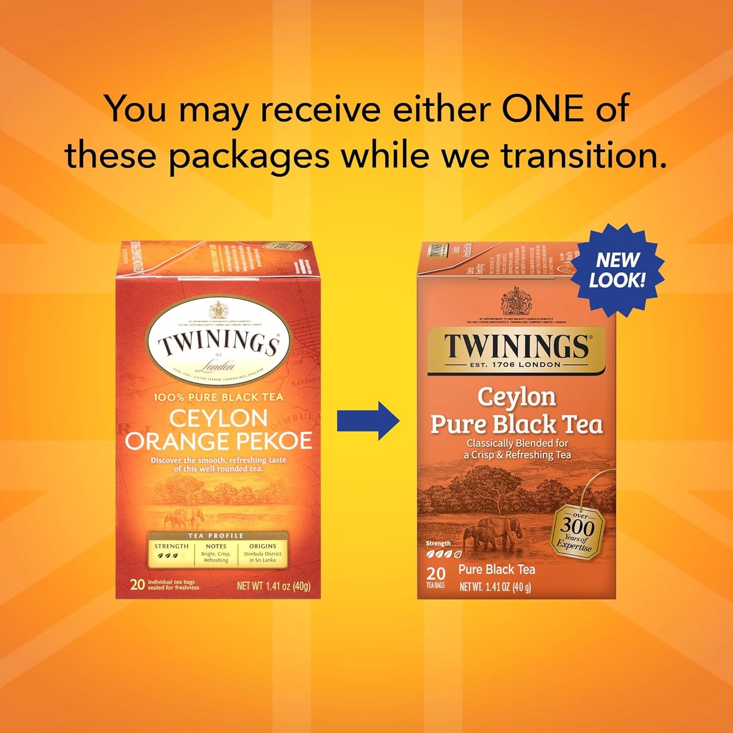 Twinings of London Ceylon Orange Pekoe Tea - Premium Flavor | Box of 20 Tea Bags