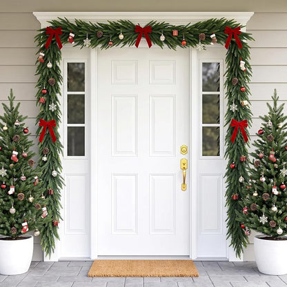 2-Pack 9ft Real Touch Norfolk Pine Garland with Butterfly Bows