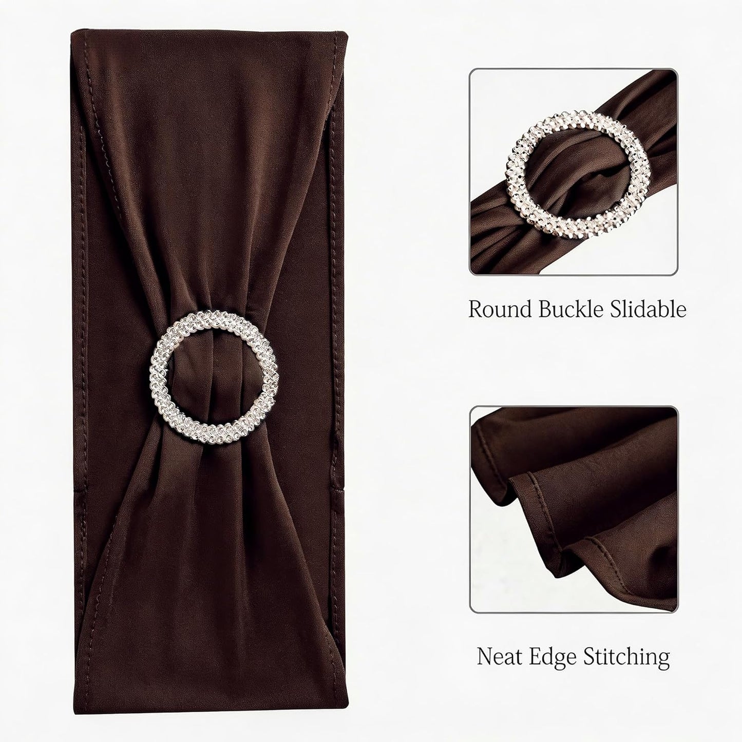 Skiennix Spandex Chair Sashes - Pack of 50 Dark Brown Wedding & Party Decorations