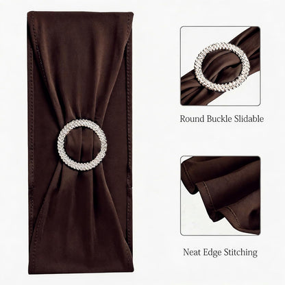 Skiennix Spandex Chair Sashes - Pack of 50 Dark Brown Wedding & Party Decorations