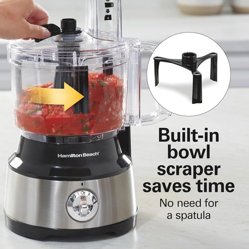 Hamilton Beach Food Processor - 10-Cup Vegetable Chopper with Easy Clean Bowl Scraper | Black & Stainless Steel