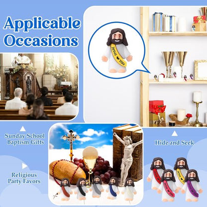 Bememo 100 Pcs Jesus Figures - Original Rubber Pocket Toys for Sunday School & Gifts | Bright Colors