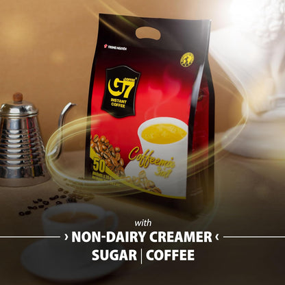 Trung Nguyen G7 Instant Coffee - 3-in-1 Vietnamese Blend with Creamer & Sugar | 50 Sachets
