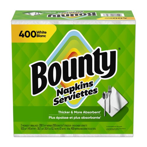 Bounty Paper Napkins, White, 400 Count