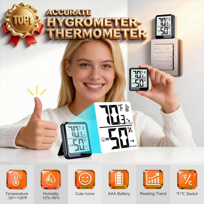 Regine Switzerland Digital Room Thermometer & Hygrometer | Accurate Temperature & Humidity Monitor for Home, Office, Pets, & Plants - AAA Battery Included