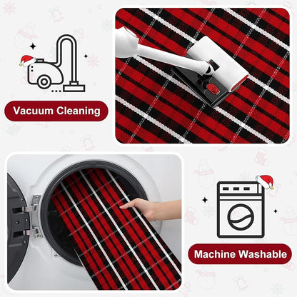 Buffalo Plaid Door Mat Outdoor 35"x59" red black Christmas Front Porch Rug - Variation: Christmas Red + 3' x 5'