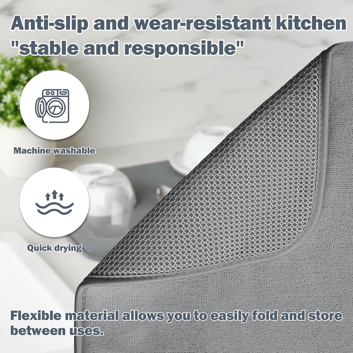 Skiennix Dish Drying Mat - Super Absorbent Microfiber | 16" x 18", 2 Pack, Quick Dry & Machine Washable