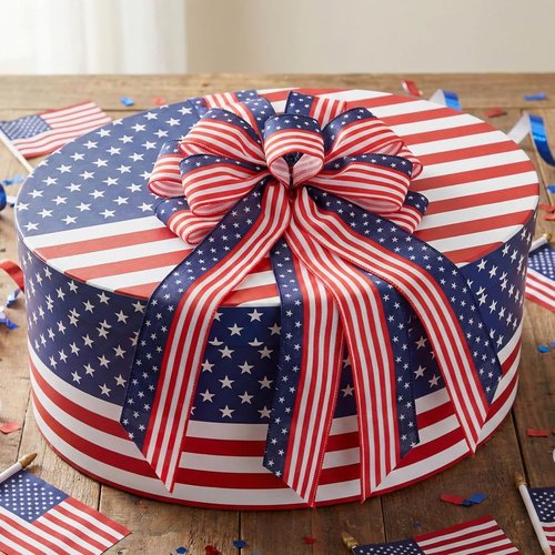 Large Patriotic Wreath Bow - 4th of July Decorations | Red, White & Blue American Flag Wired Ribbon