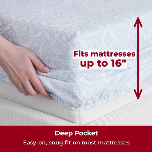 Mellanni King Sheets Set - 4 PC Iconic Collection Bedding - Hotel Luxury, Extra Soft, Cooling Bed Sheets - Wrinkle, Fade, Stain Resistant (King, Laced Sky Blue)