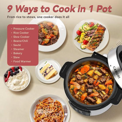 Instant Pot Electric Pressure Cooker - 6 Qt Programmable with IMD Touchscreen & 9 Functions | 1000W Silver