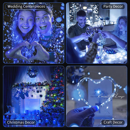 Skiennix 20 Pack LED Fairy Lights - Battery Operated Mini Twinkle String Lights | 7FT Waterproof Blue for Weddings & Parties