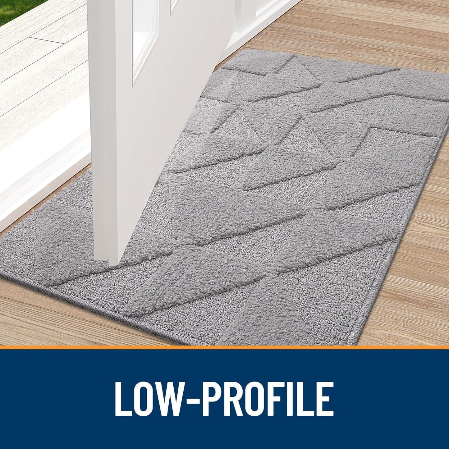 OLANLY Indoor Door Mat - Non-Slip, Absorbent & Dirt-Resistant | Washable Low-Profile Entry Mat (32x20 inches, Grey)