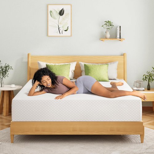 EGOHOME 8-Inch Queen Memory Foam Mattress - Cooling Green Tea Gel for Pressure Relief | CertiPUR-US Certified, 80''L x 60''W, White