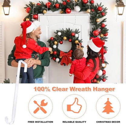 Clear Wreath Hanger by [Brand Name] - Non-Scratch Over The Door Hooks | 2 Pack for Easter & Christmas Decor
