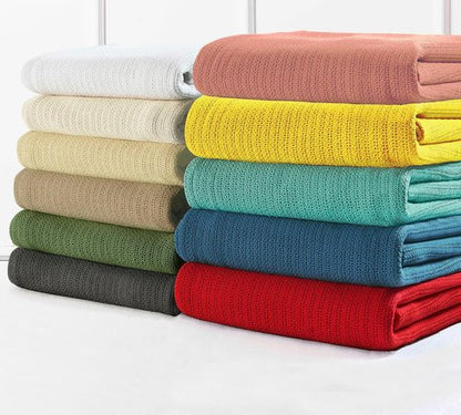 Fiesta - King Blanket, Soft Thermal Cotton Blanket (King, Sage)