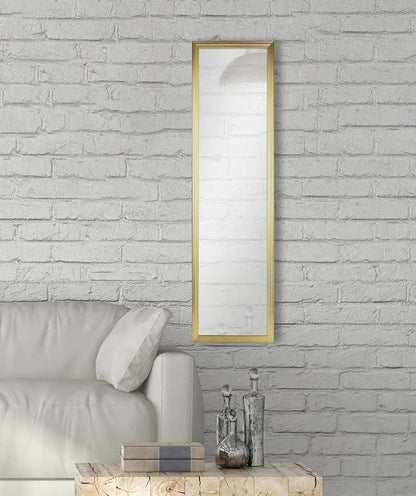 Gold Full Length Mirror 13.5x49.5 in — Wall or Door Mount, Vertical or Horizontal, with Hardware