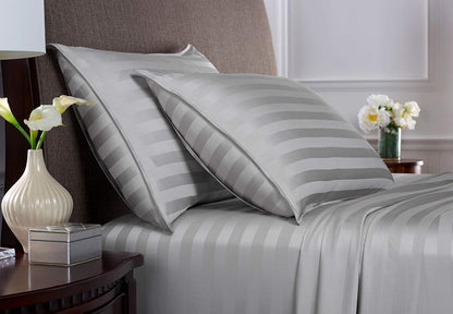 Pure Bamboo Full Bed Sheet Set - 100% Organic Viscose, Luxuriously Soft & Cooling | Jacquard Silver, 2-Year Quality Promise