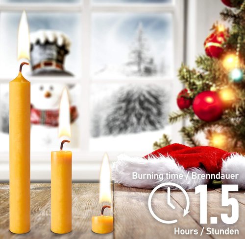 BRUBAKER 100% Beeswax Tree Candles - Honey Colored - Pack of 20 | 3¾ x ½ Inches (9.5 x 1.27cm) - Made in Europe