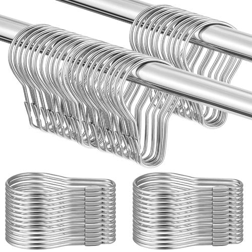 Gisafai 300 Pcs Metal Shower Curtain Hooks Rust Proof Hanging Shower Clips Curtain Rings Practical Hanger for Home Bathroom Bedroom Kitchen Rods Application (Silver)