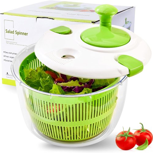 DoubleWave Salad Spinner - Fast Spin & Dry for Fruits, Vegetables & Greens | BPA-Free, Easy Clean | 5.3 Quart Capacity