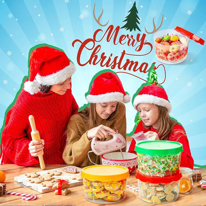 6 Pcs Christmas Cookie Storage Buckets with Lids - Candy Jars Holiday Set