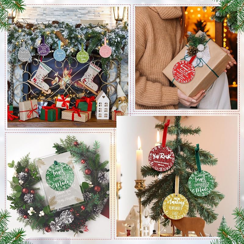 50-Piece Acrylic Christmas Ornaments Gift Set with Cards – Employee Appreciation