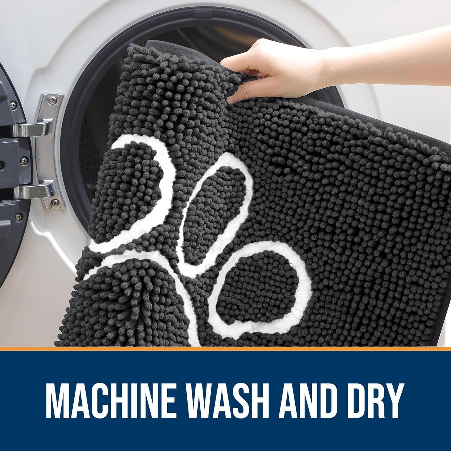 OLANLY Dog Door Mat - Absorbent Non-Slip Mud Mat for Muddy Paws | 70x35, Dark Grey, Quick Dry Chenille
